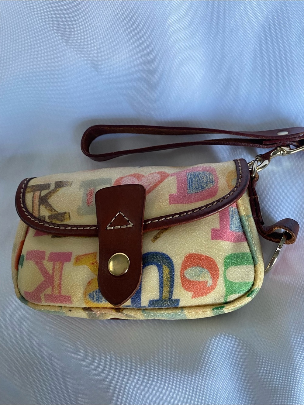 Vintage Y2K Dooney & Bourke Multicolor Letter Print Wristlet -